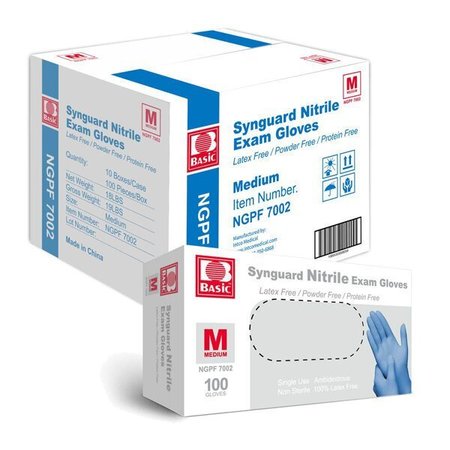Zoro Select Disposable Gloves, Nitrile, 4 mil Palm, Latex-Free, Powder-Free, Blue, M, Case Pack/10 boxes of 100 NitrileMC